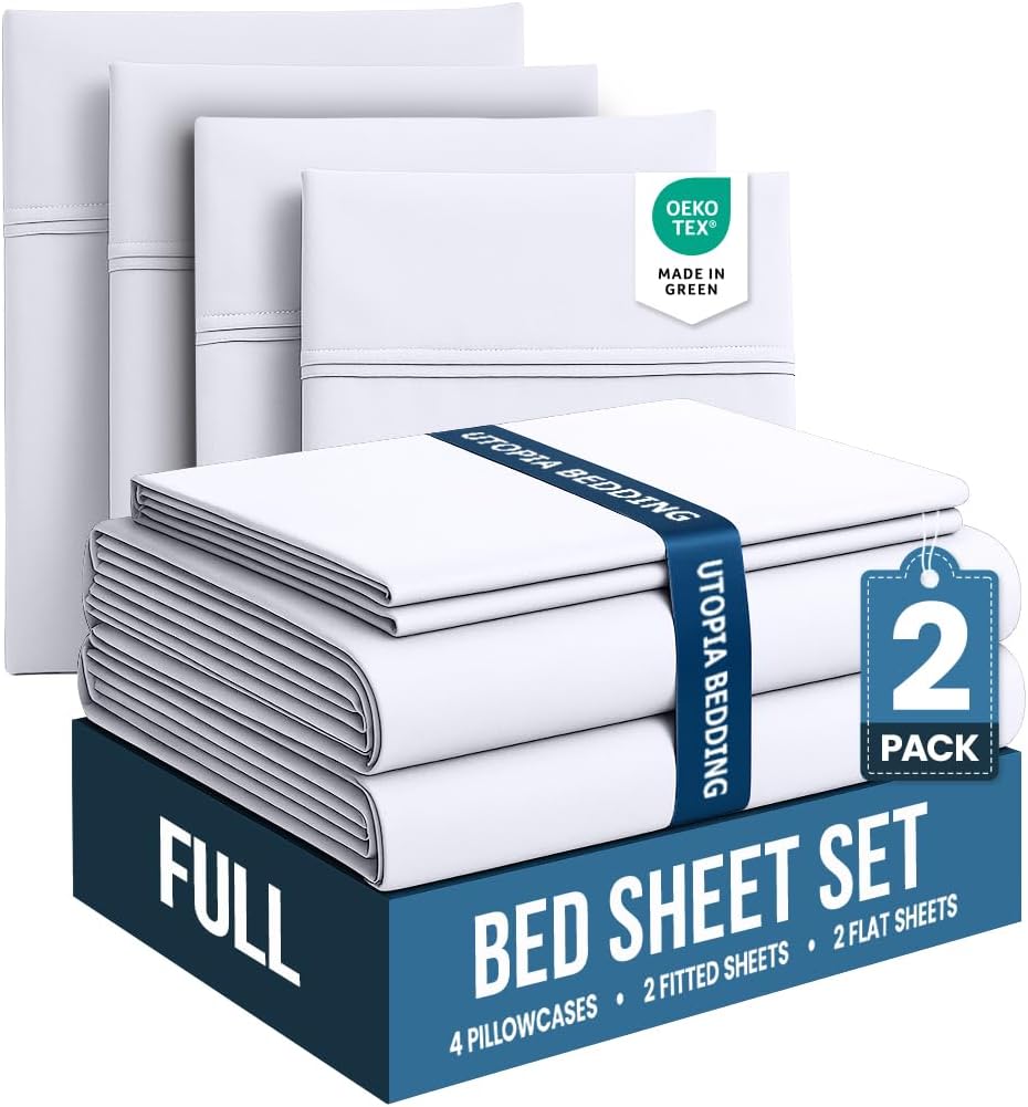 Utopia Bedding Queen Size Sheet Set – 4 Piece Bed Sheets, Soft and Breathable Microfiber, Includes 1 Fitted Sheet, 1 Flat Sheet and 2 Pillowcases – Oeko Tex (Grey)