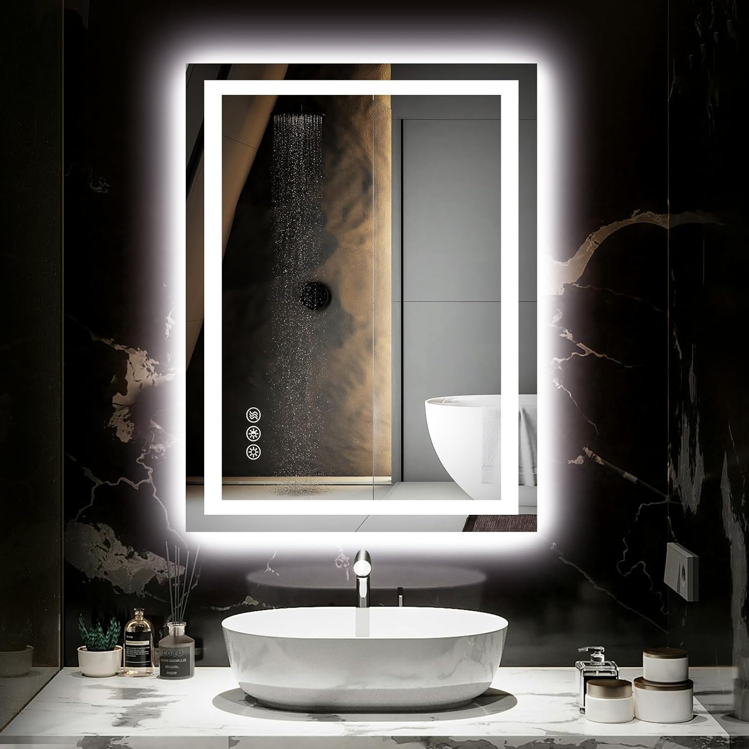 40X32 LED Bathroom Mirror with Lights, Anti-Fog, Dimmable, Backlit + Front Lit, Smart Bathroom Vanity Mirror, Memory Function, Shatterproof, Tempered Glass (Horizontal/Vertical)