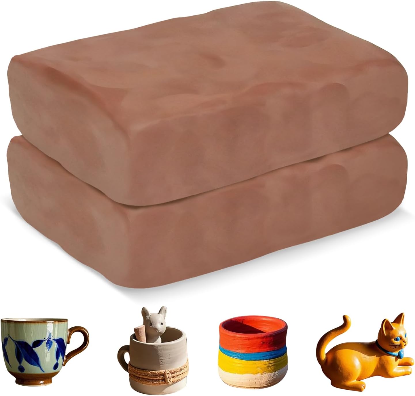 ZEHIQ Premium Air Dry Clay-2.2 lbs Natural White Pottery Clay for Wheel Throwing, Hand Building, Sculpting Molding | No Baking Required, Self-Hardening | Beginner & Professional Artist Supplies(White)