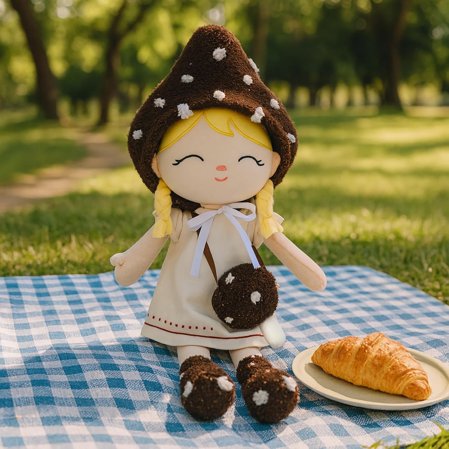 Soft Baby Doll Toys (16'') Baby Rag Doll for Girls Birthday Cuddly Plush Toys for Toddler Kids (Mushroom Girl)