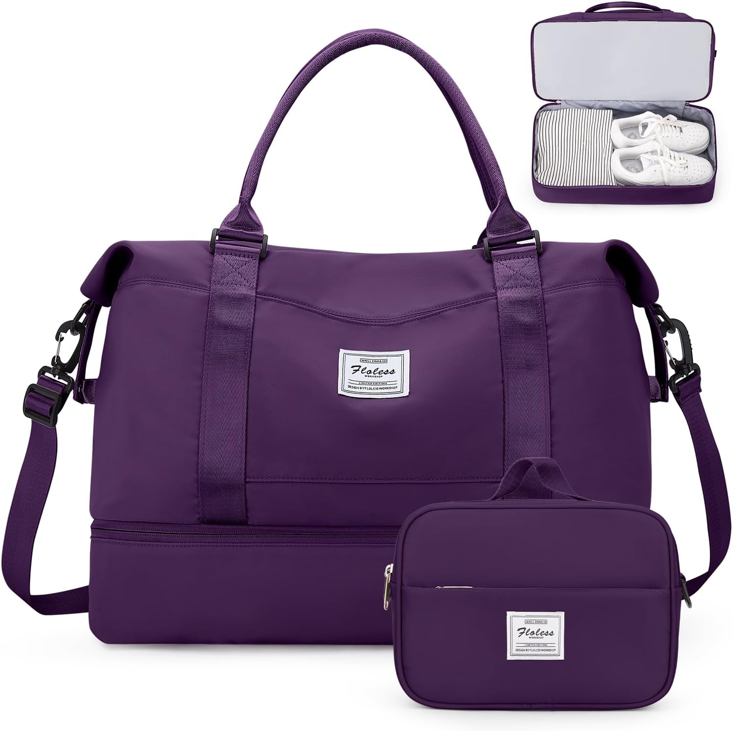 Weekender Bags for Women,Personal Item Travel Bag with Shoes Compartment,Overnight Travel Duffel Bag with Toiletry Bag