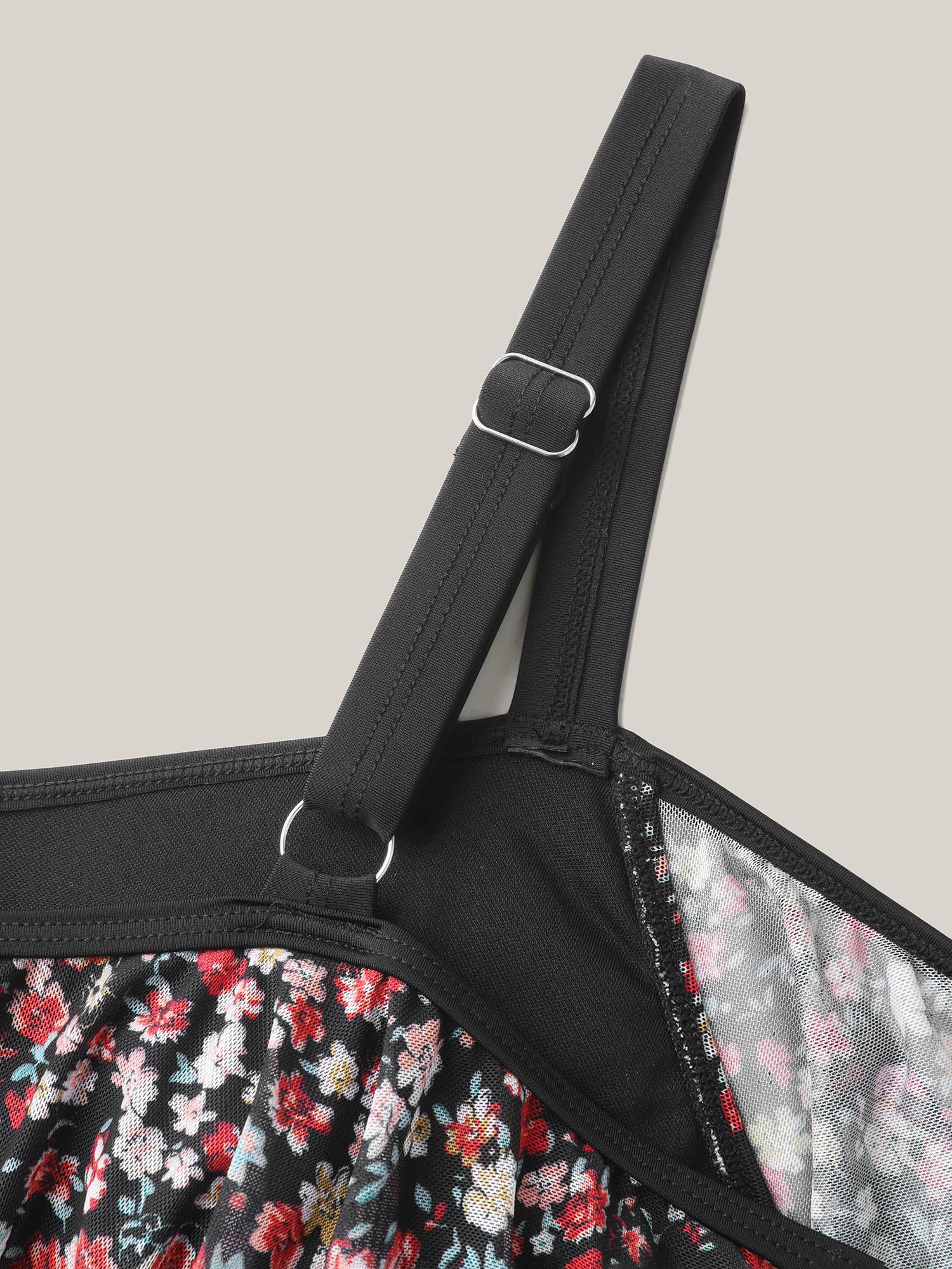 Floral Print Mesh Cold-Shoulder Swim Dress