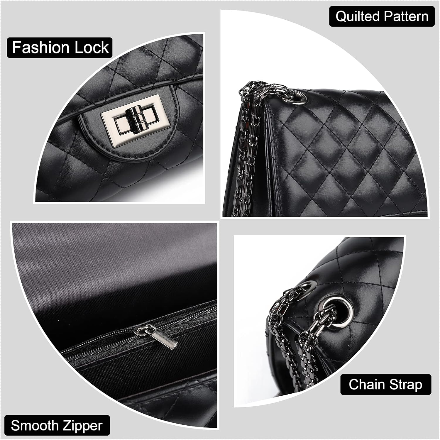 Gladdon Quilted Crossbody Purse for Women Trendy Ladies Shoulder Bag with Chain Designer Purses
