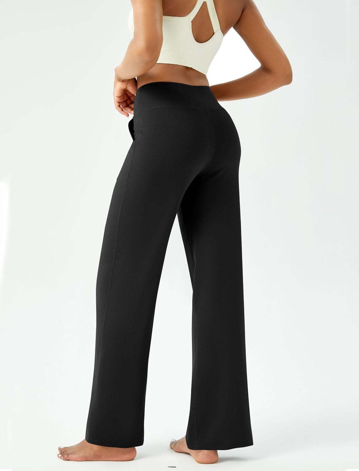 Womens Wide Leg Yoga Pants Casual Work Dress Pants Lounge Sweatpants High Waist Comfy Loose Trousers with Pockets