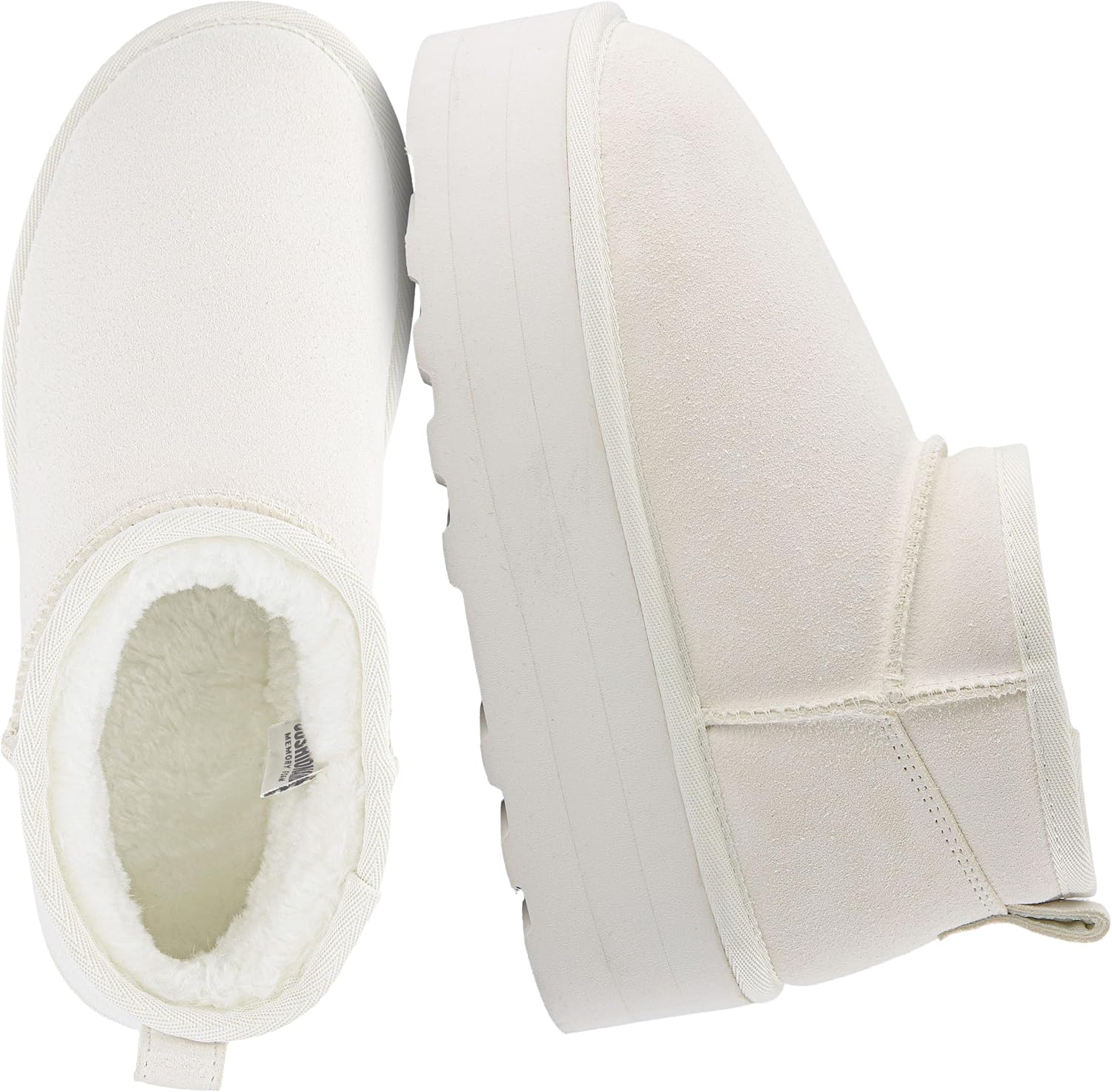 CUSHIONAIRE Hippy Women’s Platform Ankle Boots – Genuine Suede, Faux Fur Lining, Cozy Winter Slip-On Design, Comfortable Footwear with Wide Widths Available