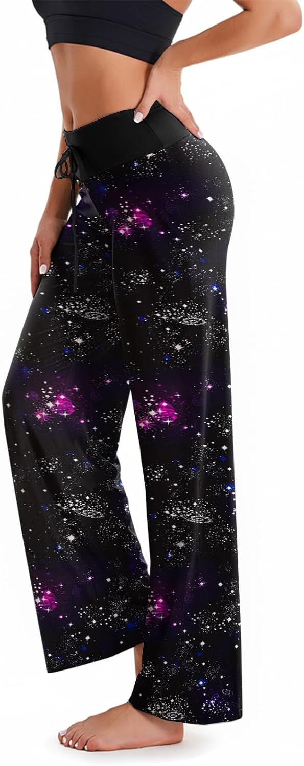 TNNZEET 3 Pack Women's Wide Leg Pants with Pockets - Casual Loose Yoga Trouser Pants Sweatpants Palazzo Lounge Pajama Pants