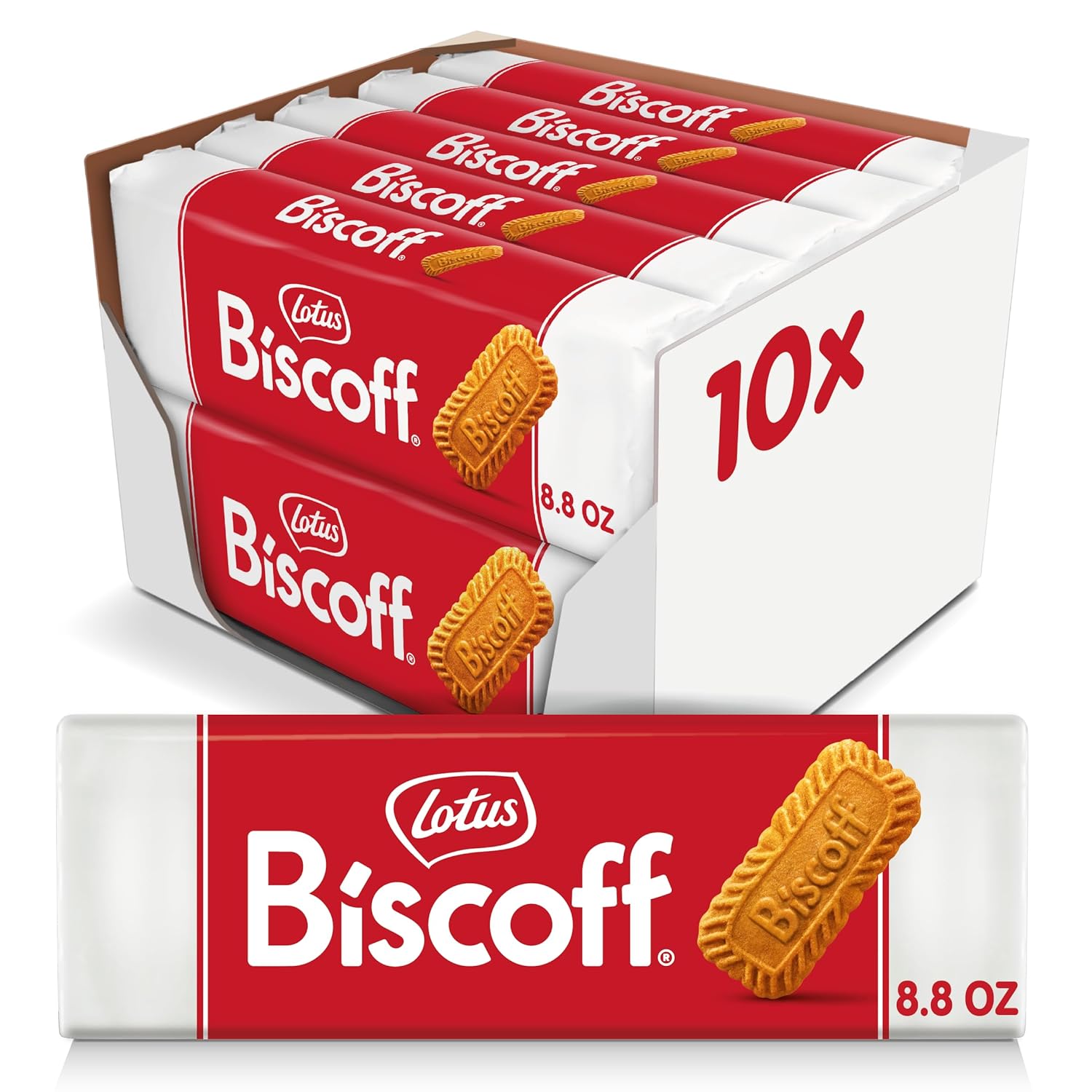 Lotus Biscoff Cookies, Caramelized Biscuit Cookies, 16 Cookies (Pack of 10), Non GMO + Vegan, 4.4 Ounce (Pack of 10), Snack Pack Size. [Packaging may vary]