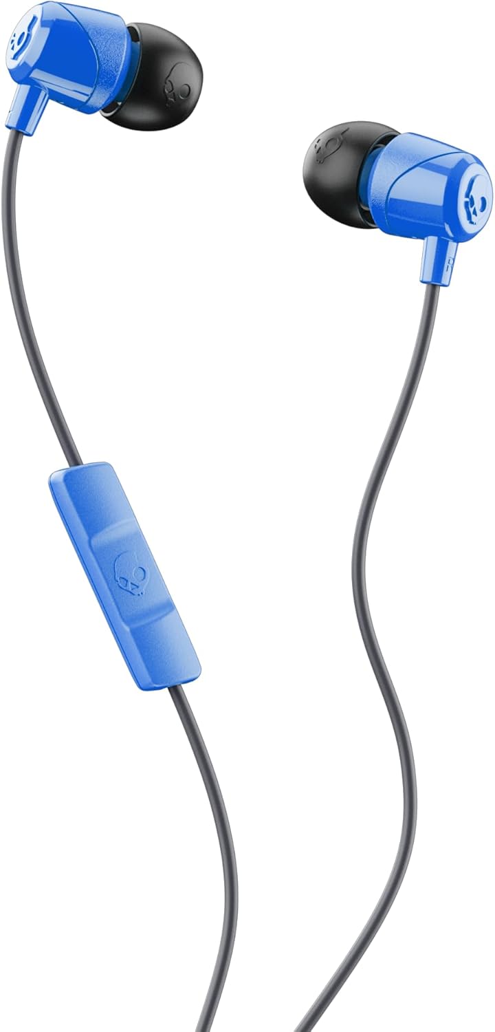 Skullcandy Jib Wired Earbuds with 3.5mm AUX Plug, Noise Isolating Fit, In-Line Microphone Call and Track Control, Convenient for Travel - Cobalt Blue
