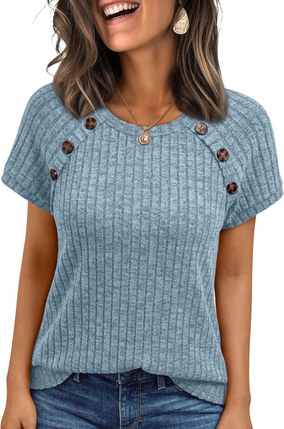 AUTOMET Women's Short Sleeve Shirts Business Casual Blouses Dressy Work Tunic Tops 2026 Spring Sweaters Fashion Clothes