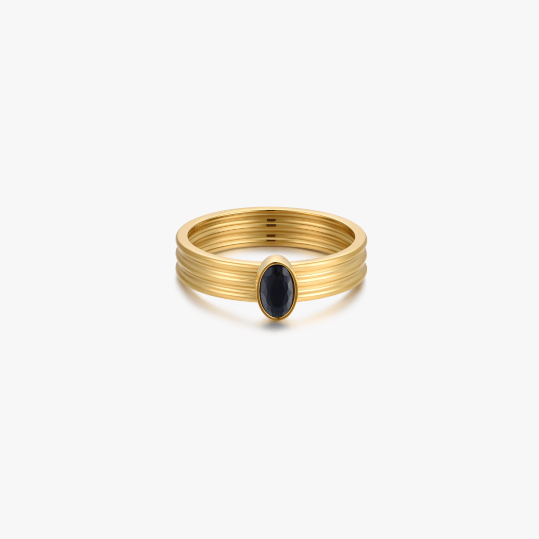 Oval Black Gem Ring