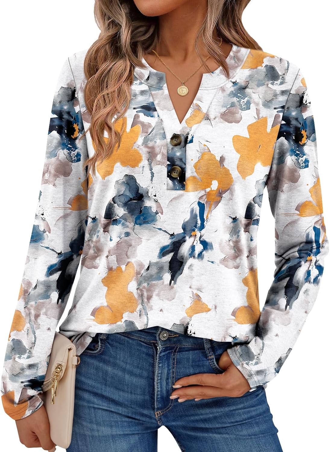 AUTOMET Women's Long Sleeve Shirts 2026 Spring Fashion Dressy Casual Tops Trendy Henley Blouses Cute Work Outfits Clothes