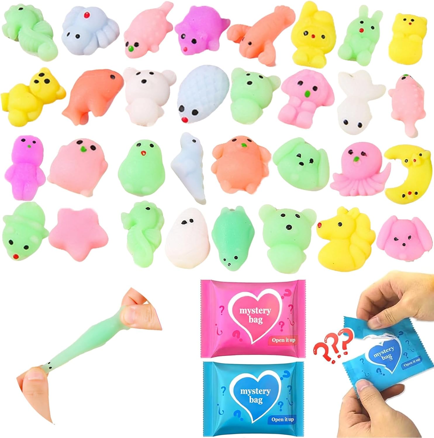 24-Pack Mini Stuffed Animals Blind Bags: Bulk Small Stuffed Animals for Kids, Cute Plush Keychains, Party Favors for Kids, Classroom Prizes, Claw Machine Toys, Birthday Gifts