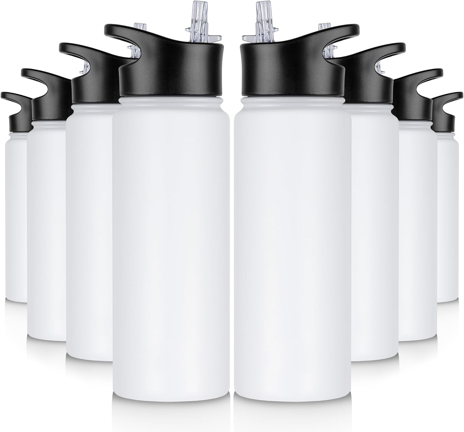 40 oz Insulated Water Bottle with Straw, Stainless Steel Sports Water Bottles with 2 Lids (Straw and Wide Mouth lid), Double Wall Vacuum, Leakproof, BPA-Free, Black