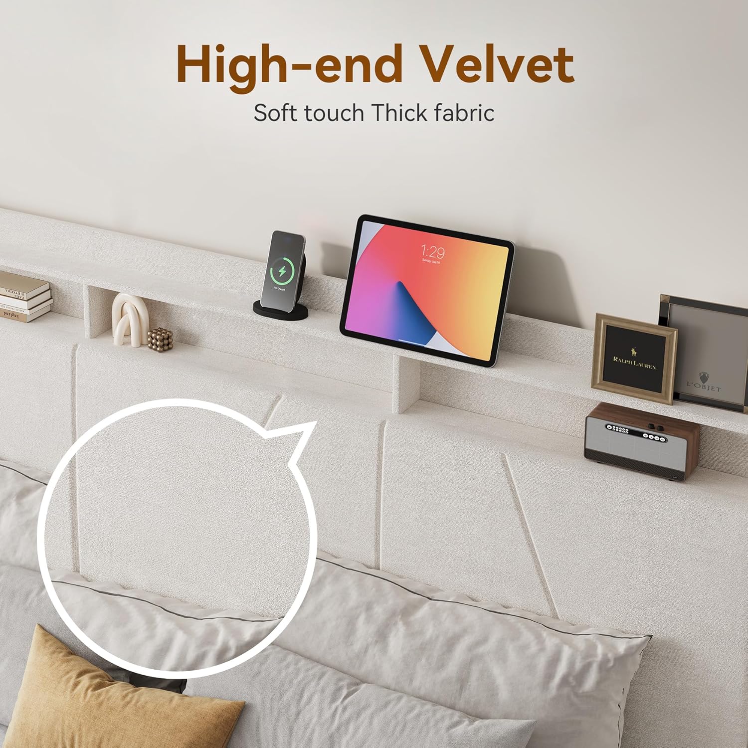 BedsPick Queen Bed Frame with Tall Headboard, 55.3