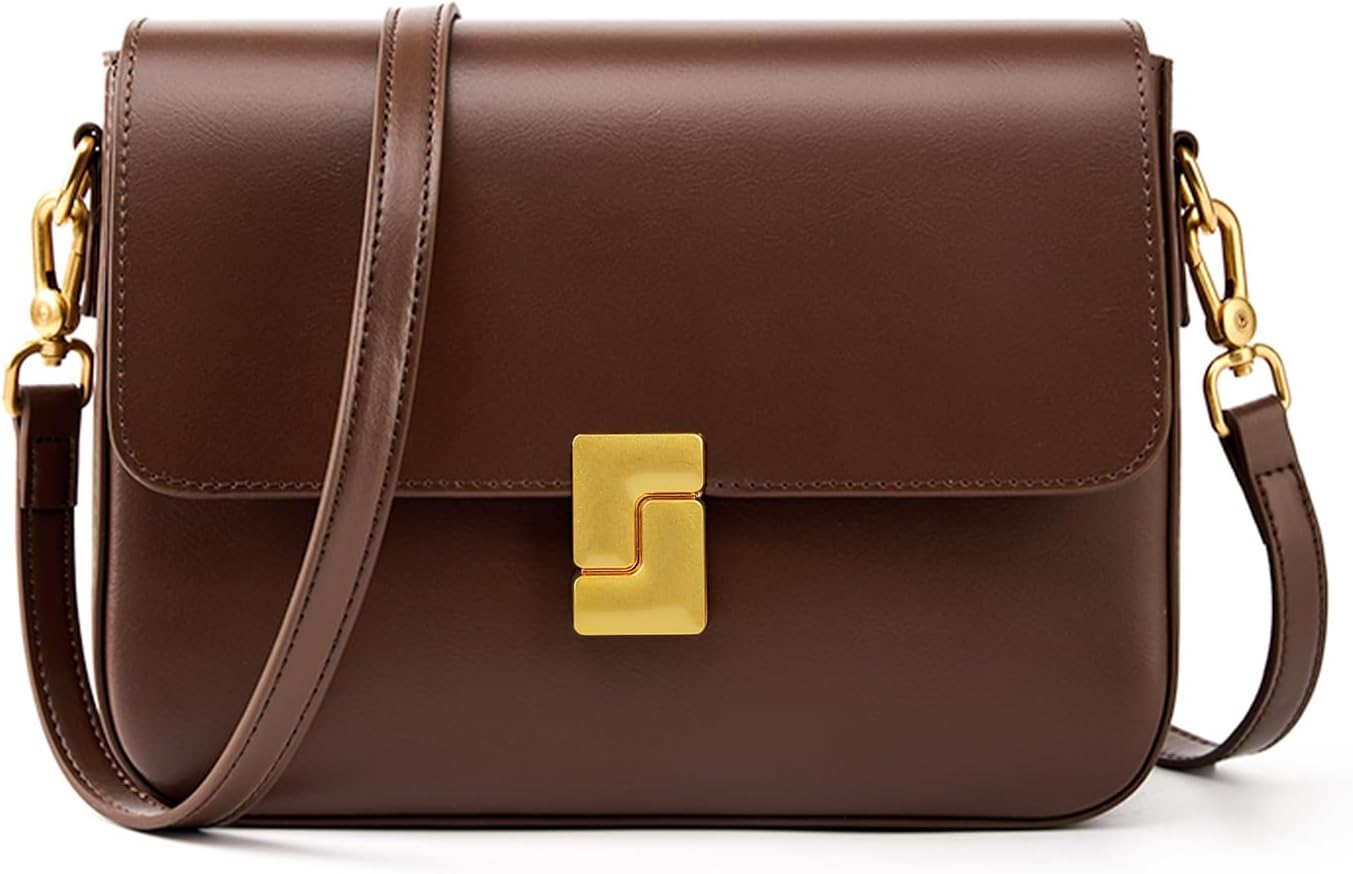 Shoulder Bags for Women, Leather Crossbody Purses Vintage Handbags-Adjustable Strap Leather Crossbody for Travel