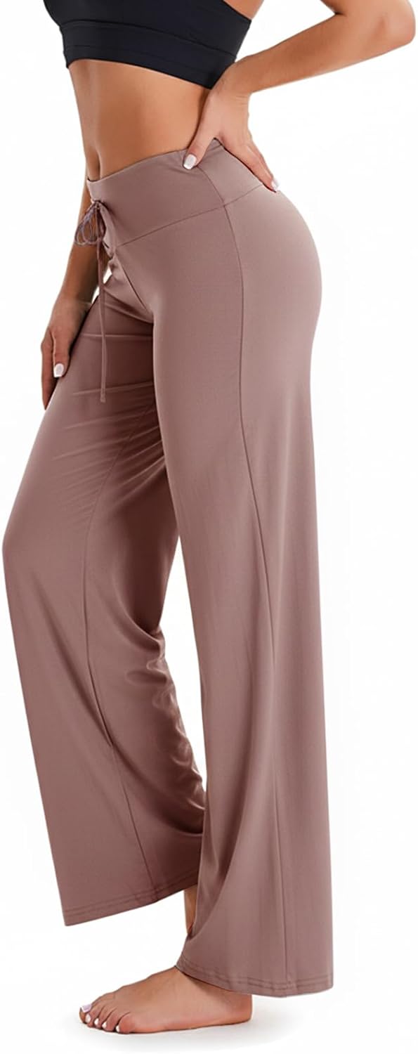 TNNZEET 3 Pack Women's Wide Leg Pants with Pockets - Casual Loose Yoga Trouser Pants Sweatpants Palazzo Lounge Pajama Pants