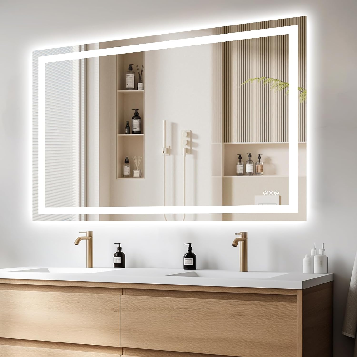 40X32 LED Bathroom Mirror with Lights, Anti-Fog, Dimmable, Backlit + Front Lit, Smart Bathroom Vanity Mirror, Memory Function, Shatterproof, Tempered Glass (Horizontal/Vertical)