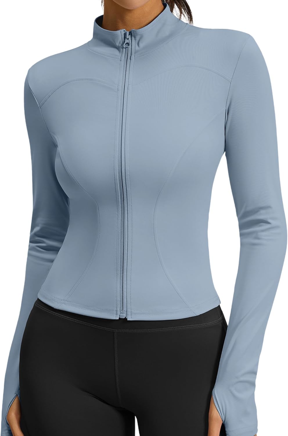 Athletic Jackets For Women Full Zip, Lightweight Long Sleeve Workout Jackets With Thumb Holes