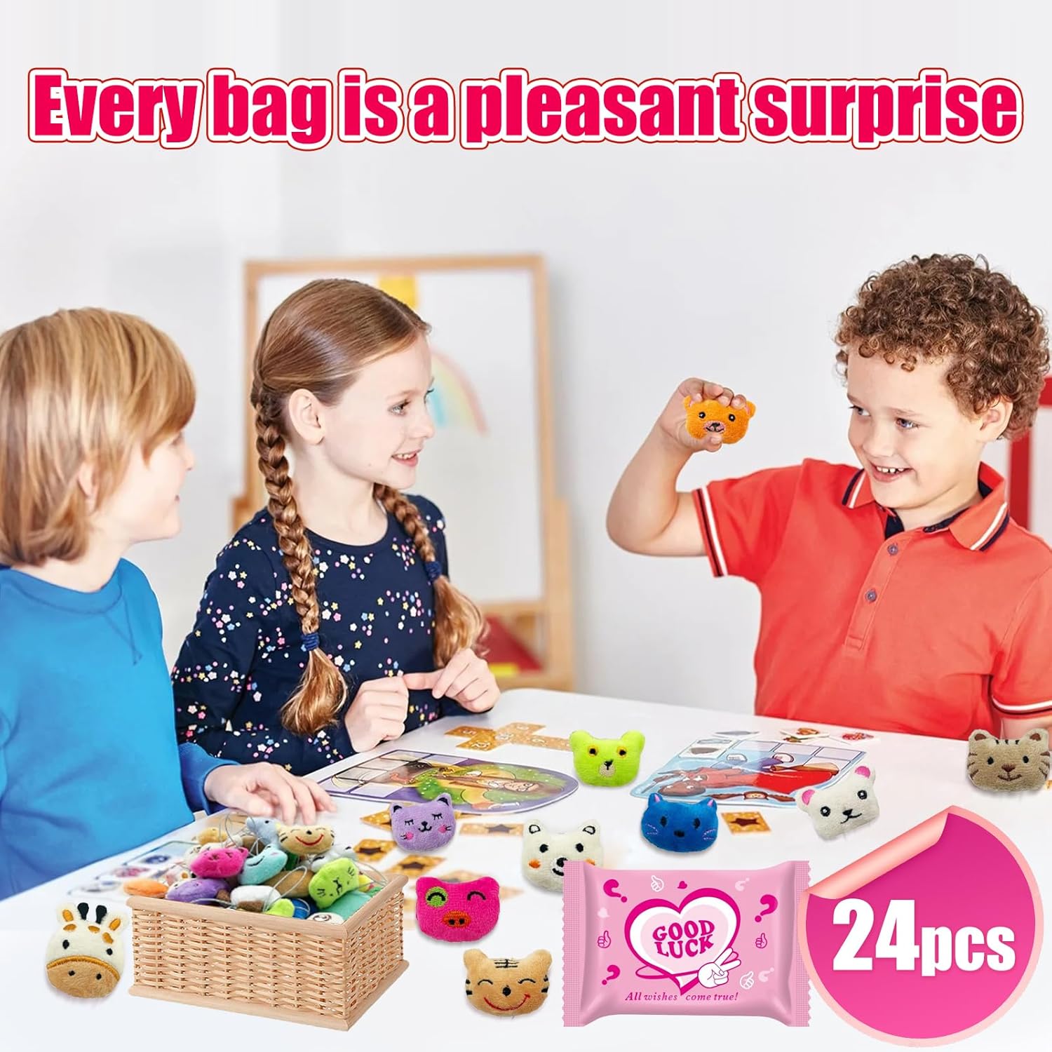 24-Pack Mini Stuffed Animals Blind Bags: Bulk Small Stuffed Animals for Kids, Cute Plush Keychains, Party Favors for Kids, Classroom Prizes, Claw Machine Toys, Birthday Gifts