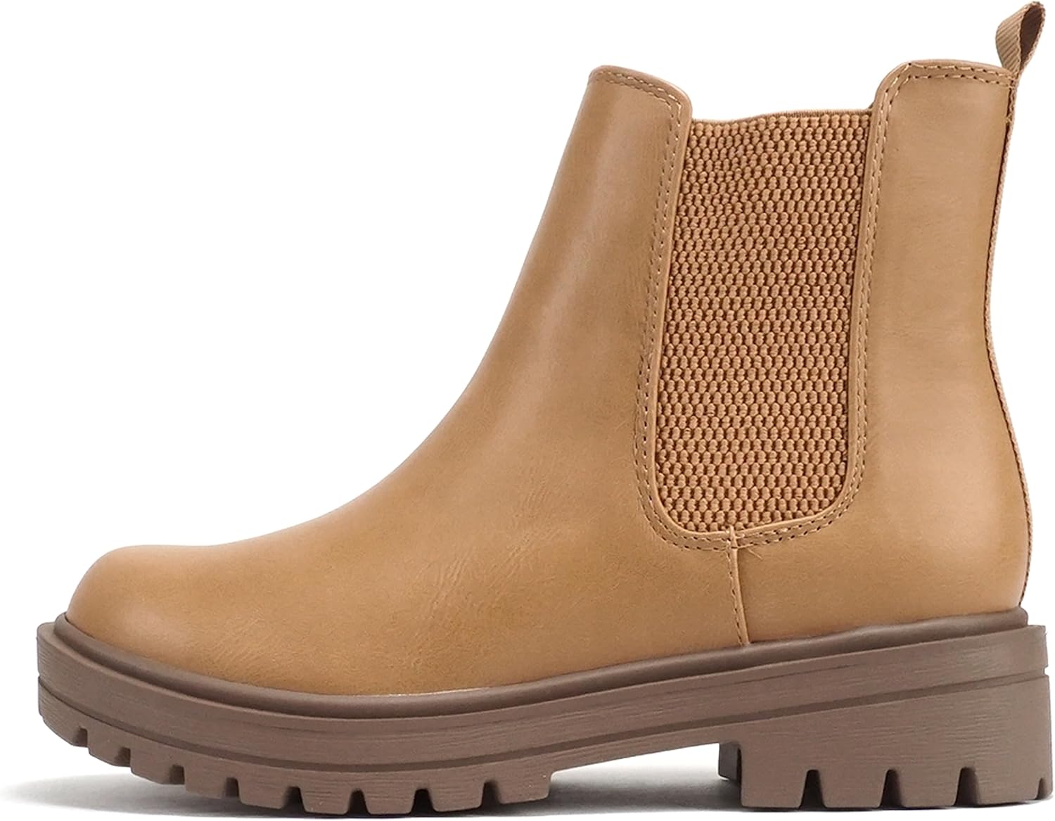 Soda Pilot ~ Women Lug Sole Low Heel Chelsea Fashion Ankle Bootie w/Double Elastic Gore