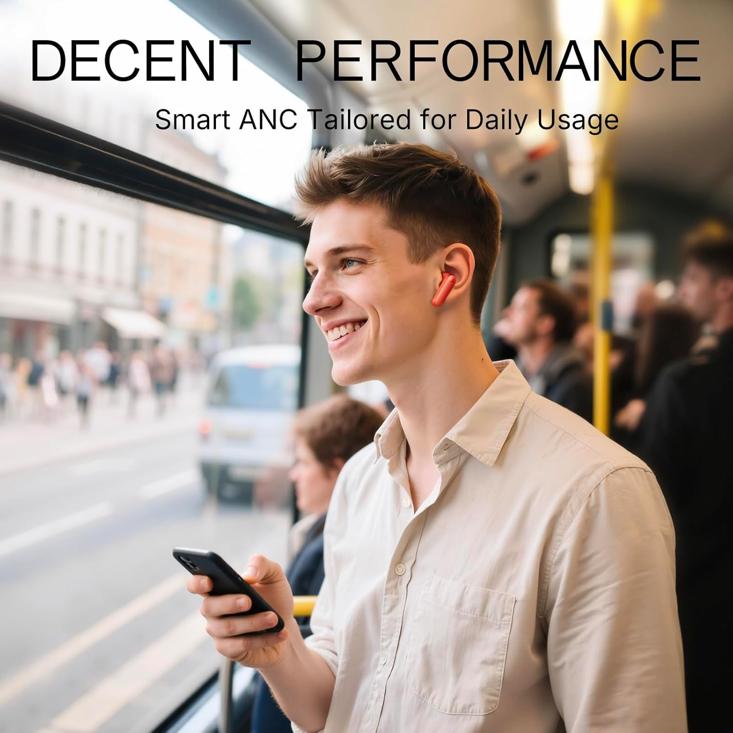 CMF Buds 2a Wireless Earbuds 2025 New Active Noise Cancelling 42dB Hybrid ANC Bluetooth Headphones, 12.4mm Dynamic Driver for Big Bass, 4 Mics Clear Calls, Sport Ear Buds for iPhone, Android, Orange