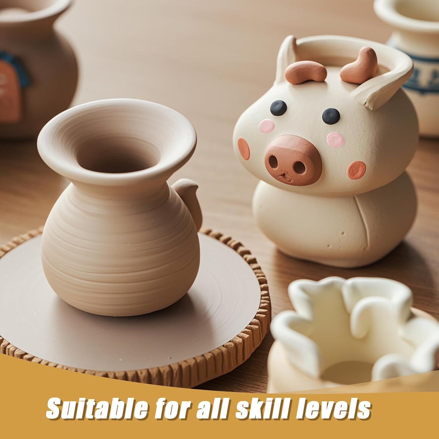 ZEHIQ Premium Air Dry Clay-2.2 lbs Natural White Pottery Clay for Wheel Throwing, Hand Building, Sculpting Molding | No Baking Required, Self-Hardening | Beginner & Professional Artist Supplies(White)