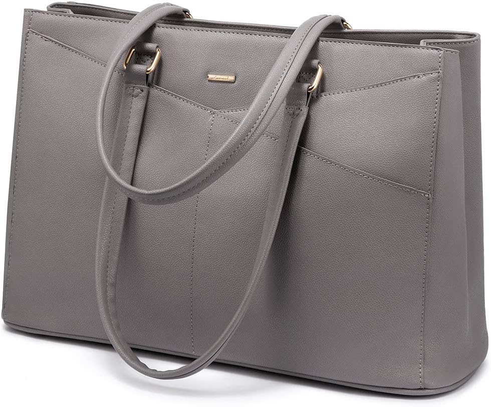 LOVEVOOK Laptop Tote Bag for Women 15.6 Inch Waterproof Leather Computer Bags Business Office Work Briefcase Black