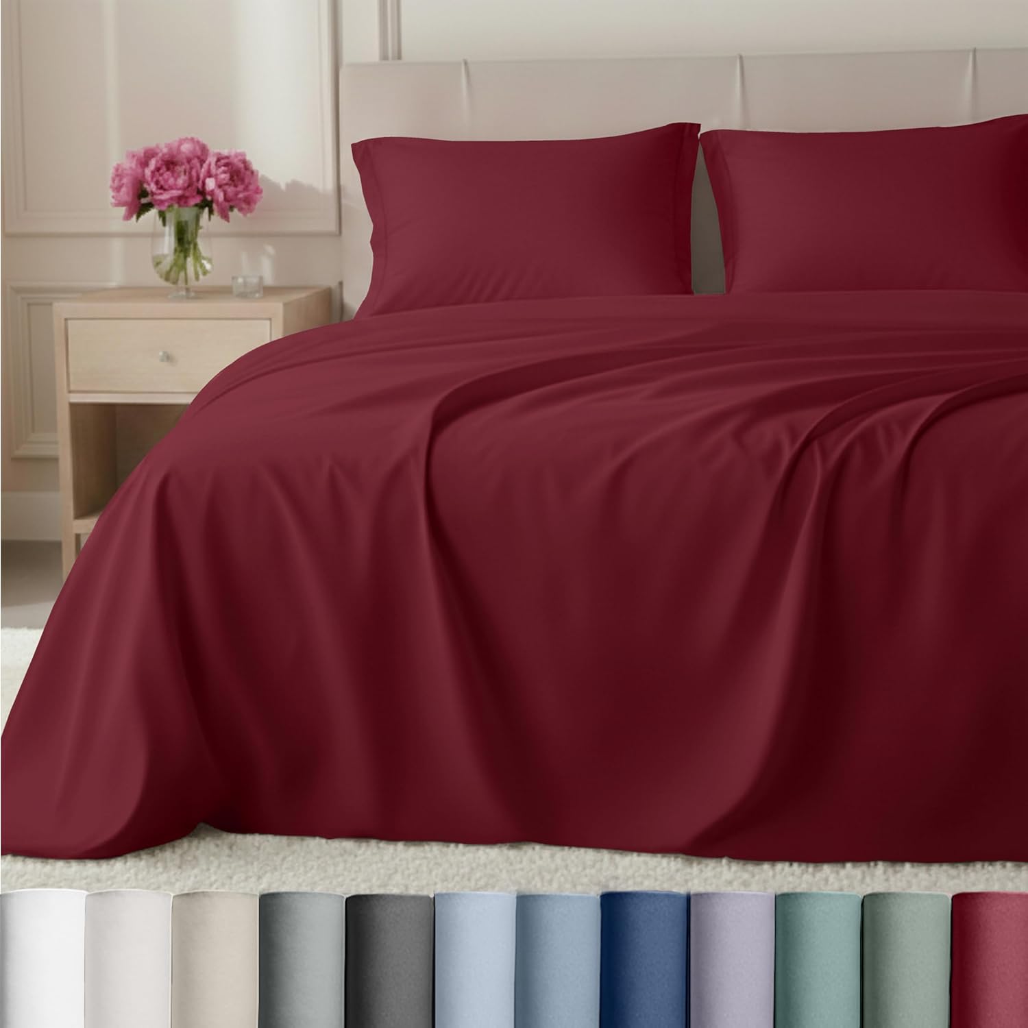 California Design Den Split King Sheet Set - Luxury 800 Thread Count, 100% Cotton Sateen, Bedding Set with Deep Pockets Sheets - Beige