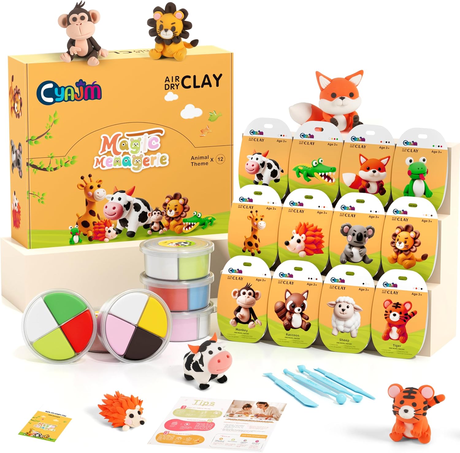 Cake Themed Air Dry Clay Kit for Kids - 12 Boxes Ultra Light Model Magic Clay, Soft DIY Modeling Clay with Sculpting Tools & Tutorials, Arts and Crafts Gift for Girls and Boys