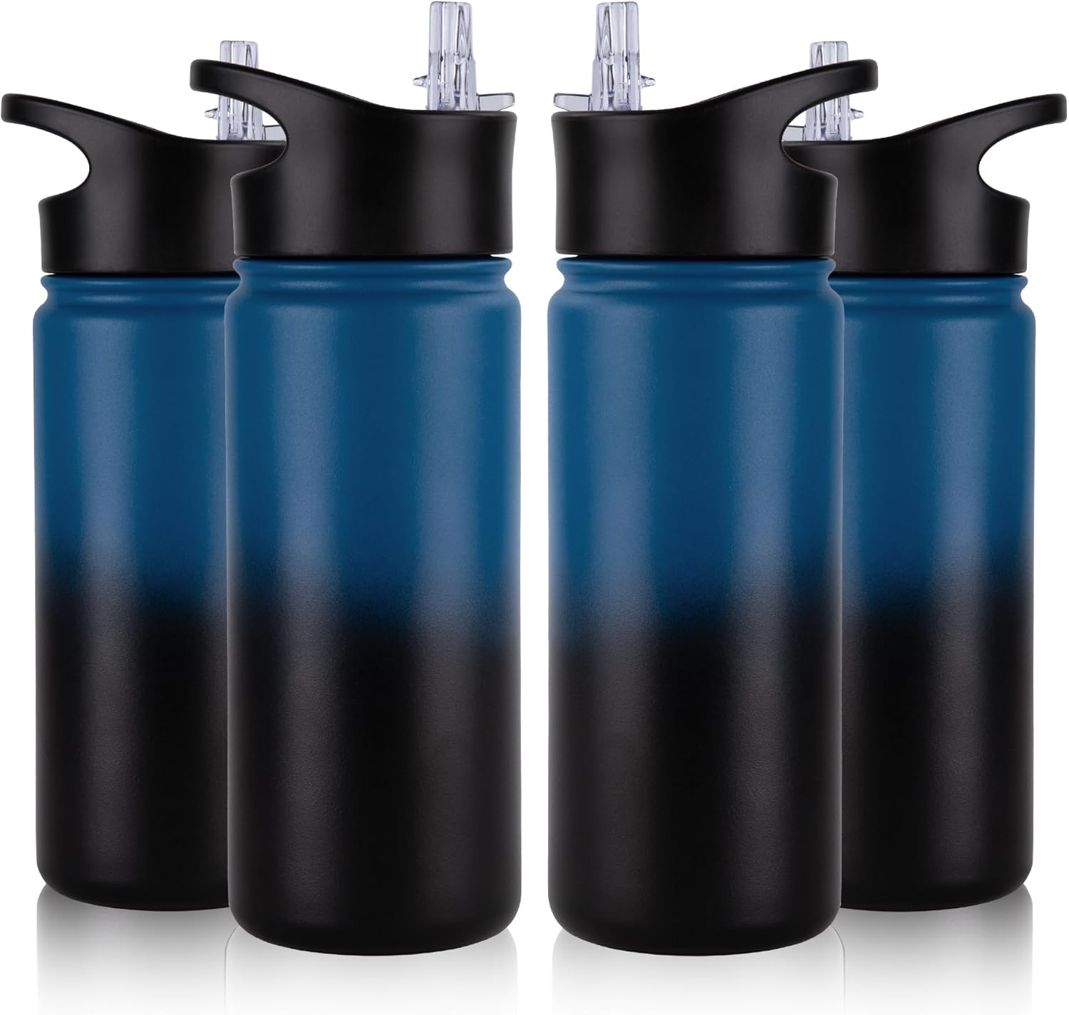 40 oz Insulated Water Bottle with Straw, Stainless Steel Sports Water Bottles with 2 Lids (Straw and Wide Mouth lid), Double Wall Vacuum, Leakproof, BPA-Free, Black