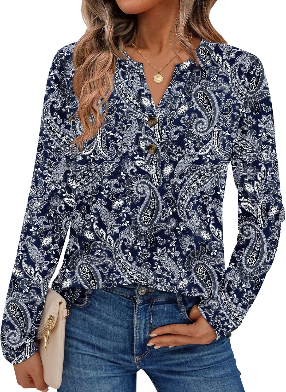 AUTOMET Women's Long Sleeve Shirts 2026 Spring Fashion Dressy Casual Tops Trendy Henley Blouses Cute Work Outfits Clothes