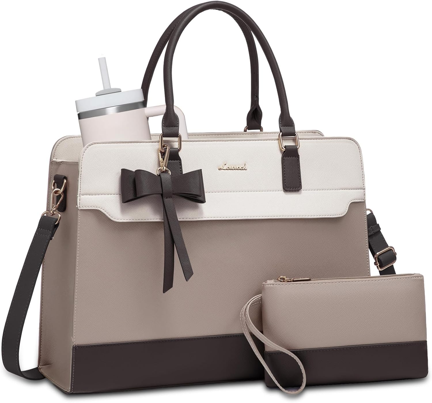 LOVEVOOK Laptop Tote Bag for Women,Leather Work Bag, Waterproof Business Teacher Bag,Large Computer Handbag Purse Briefcase,Office Gifts for Women