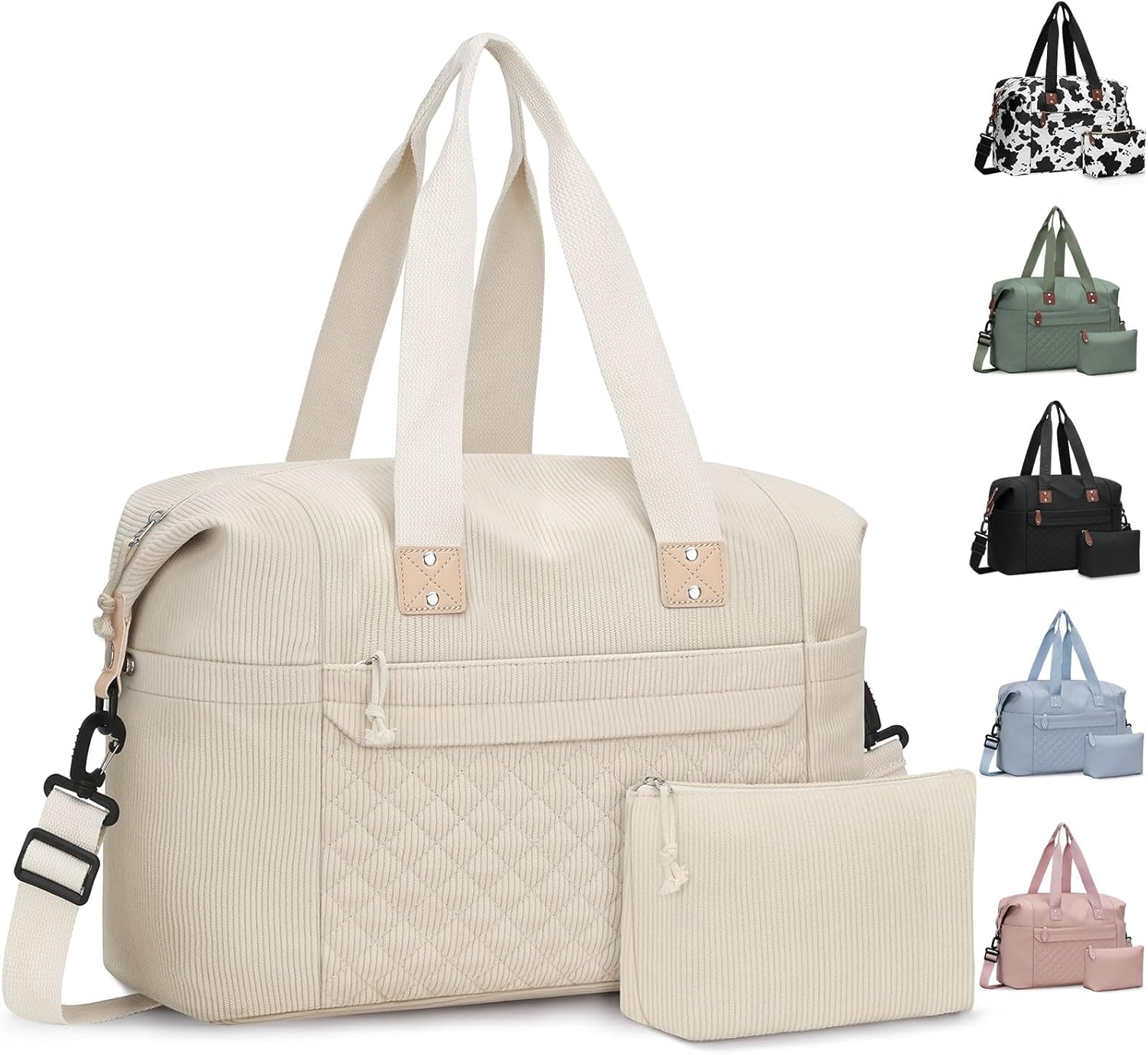 Travel Duffle Bag, Waterproof Weekender Overnight Hospital Bags for Women Men with Toiletry Bag Lightweight Carry on Personal Item Duffle Gym Bag for Travel, Airplanes, Sports