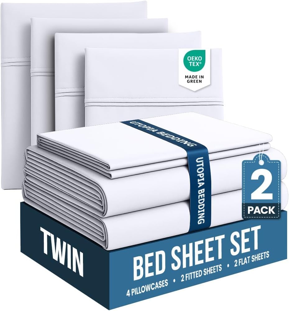 Utopia Bedding Queen Size Sheet Set – 4 Piece Bed Sheets, Soft and Breathable Microfiber, Includes 1 Fitted Sheet, 1 Flat Sheet and 2 Pillowcases – Oeko Tex (Grey)