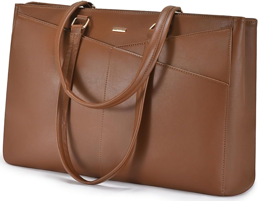 LOVEVOOK Laptop Tote Bag for Women 15.6 Inch Waterproof Leather Computer Bags Business Office Work Briefcase Black