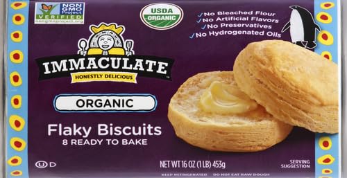 Immaculate Baking Organic Flaky Biscuits, Refrigerated Dough, 8 Biscuits, 16 oz.