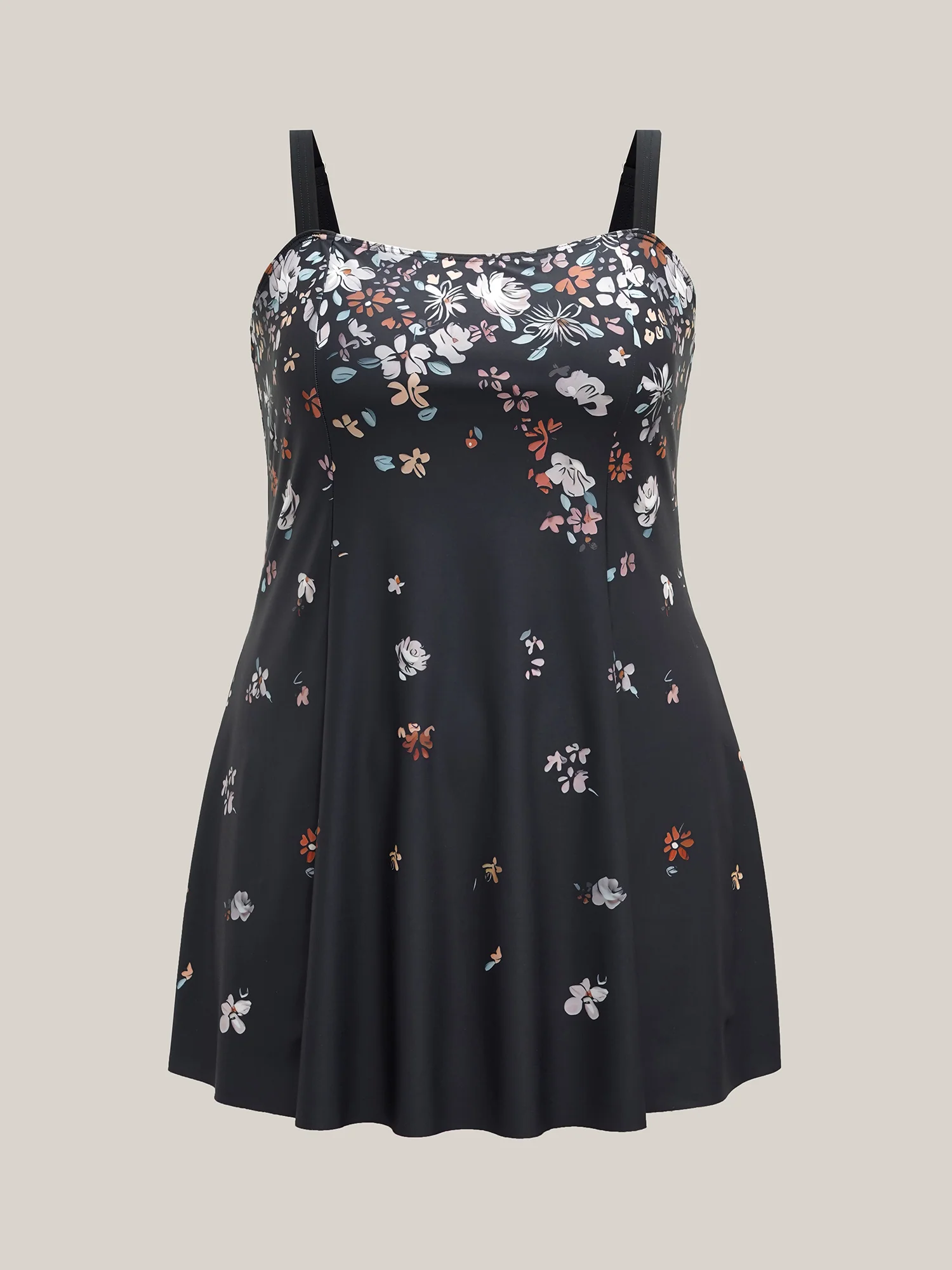 Floral Print Non-Removable Cups Swim Dress