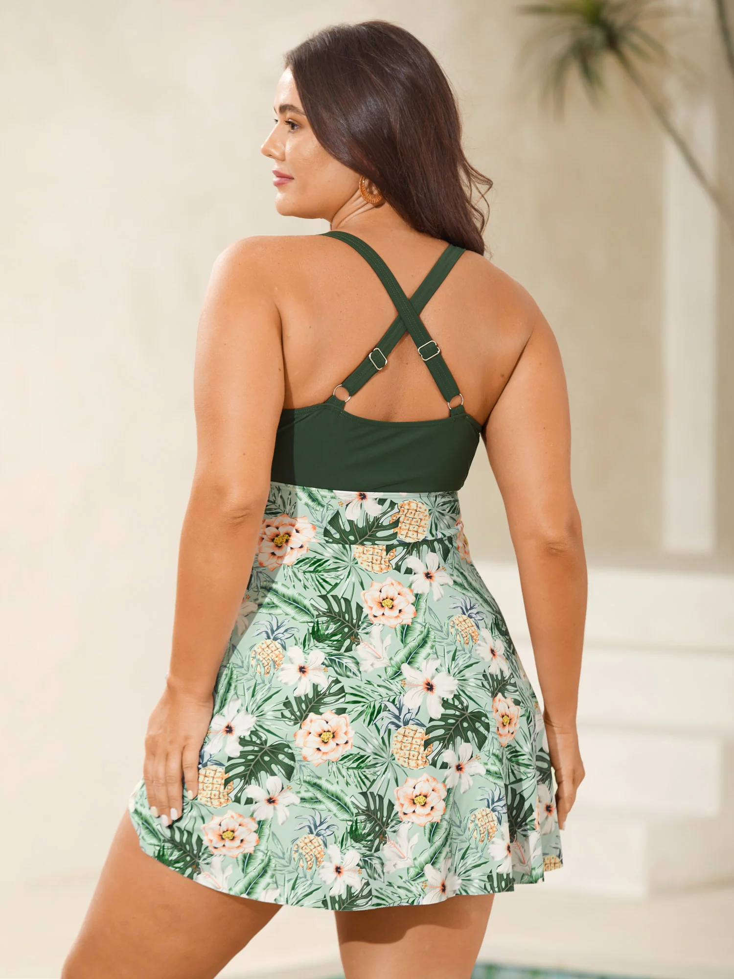 Breezy Floral Knotted Twist Swim Dress