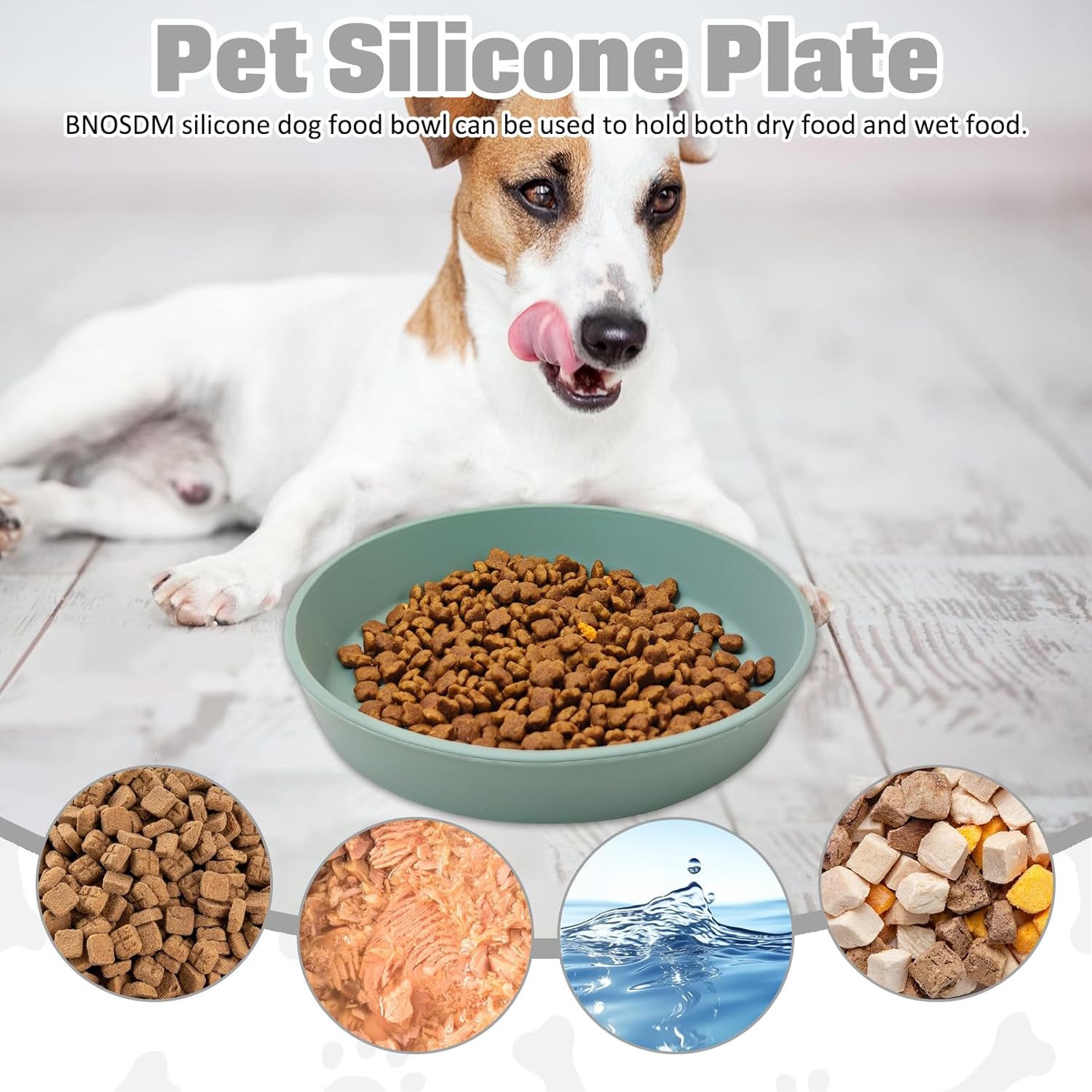 BNOSDM Silicone Cat Food Plate 2 Pack Shallow Dog Bowl Flat Puppy Feeding Dish for Small Dogs and Cats Whisker Fatigue Pet Plates for Dry and Wet Food (Green)