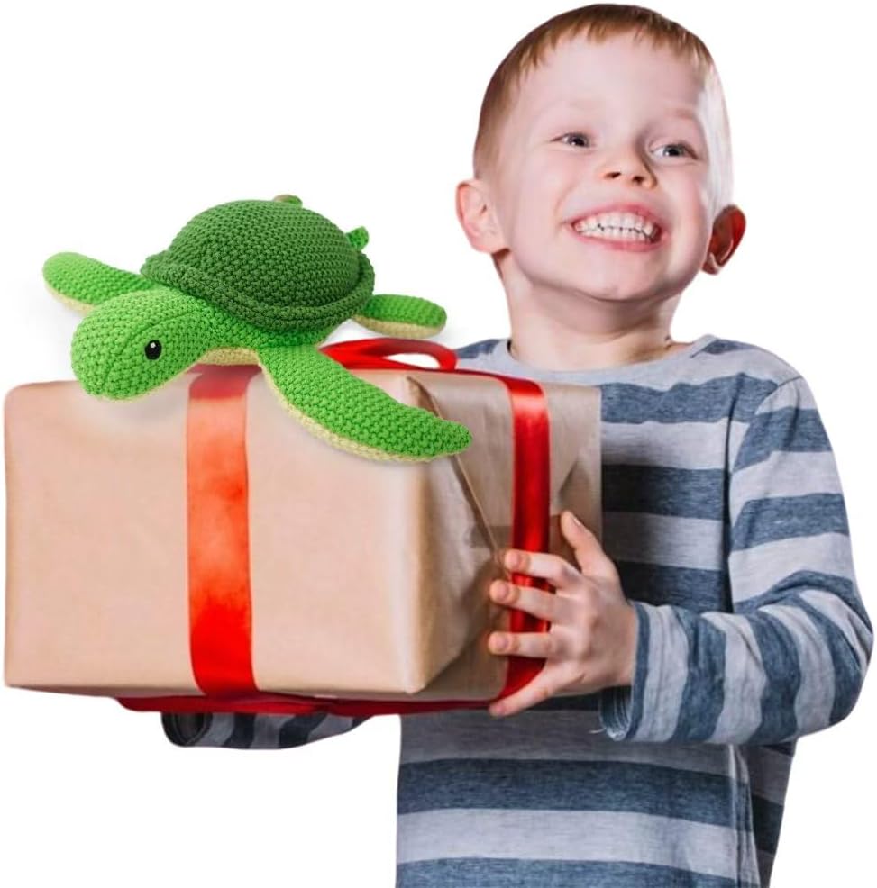 Turtle Stuffed Animal for Kids,8inch Ocean Toys Hand Knit Doll Baby Cute Doll Bed Time,Handmade Knit Animal Toy Soft Cotton Knitted Animals Teddy Bear Christmas Birthday Gifts （Turtle）