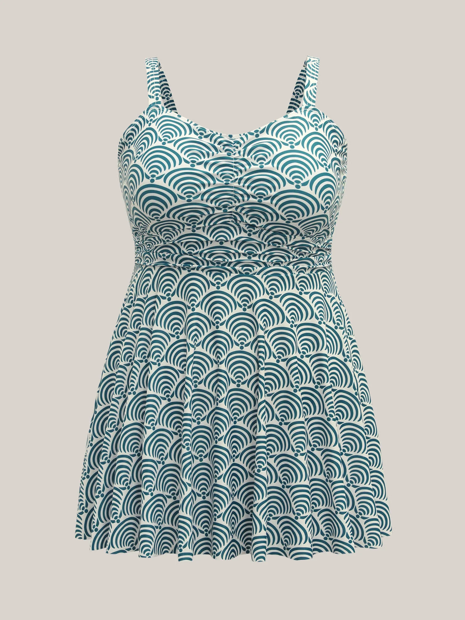 Shell Print Ruched Swim Dress