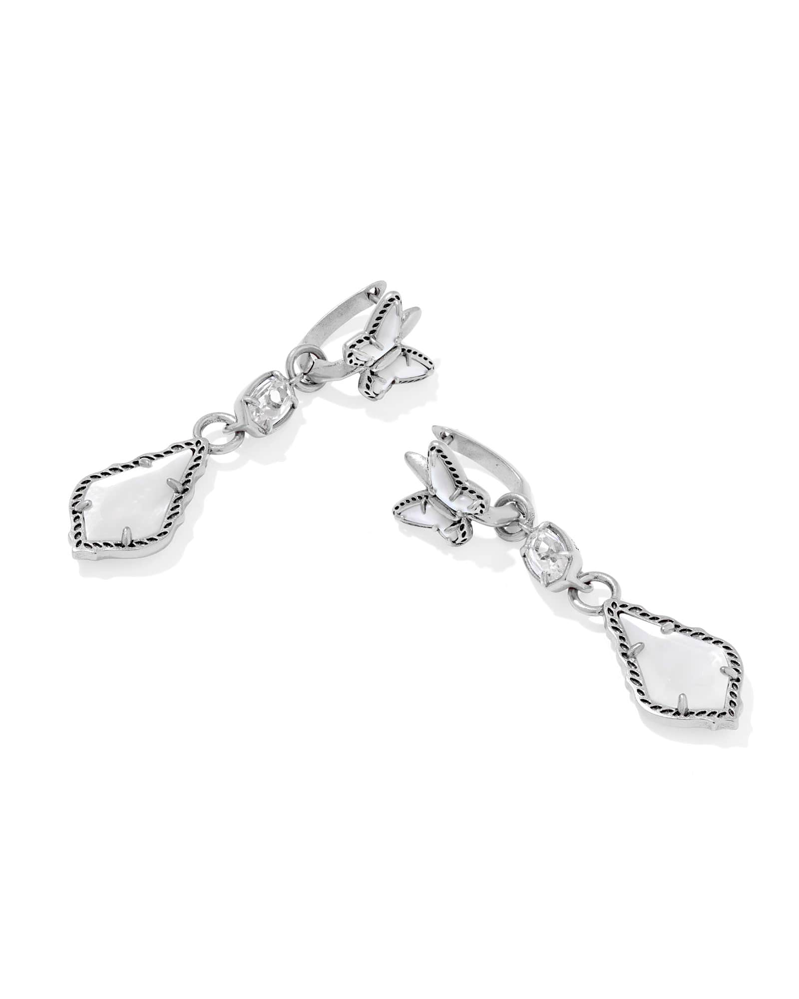 Dolly Parton x Kendra Scott Butterfly Vintage Silver Convertible Drop Earrings