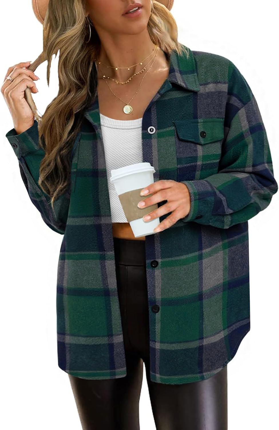 AUTOMET Shackets for Women Plaid Flannel Shirts Fall Winter Jackets Cute Tops Trendy Western Cowgirl Outfits Teen Girls Coats