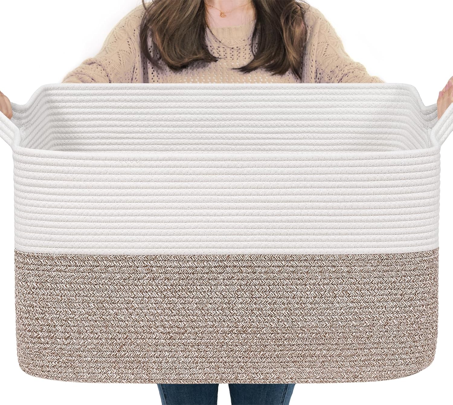 Goodpick Cube Storage Bins - Towel, Book, Cloth, Shoes, Closet Shelf Woven Baskets for Office, Baby Laundry, Toys, 13''x10''x9''