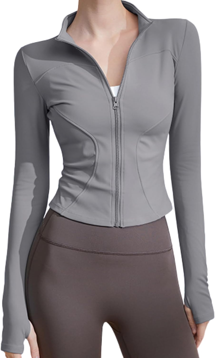 Athletic Jackets For Women Full Zip, Lightweight Long Sleeve Workout Jackets With Thumb Holes