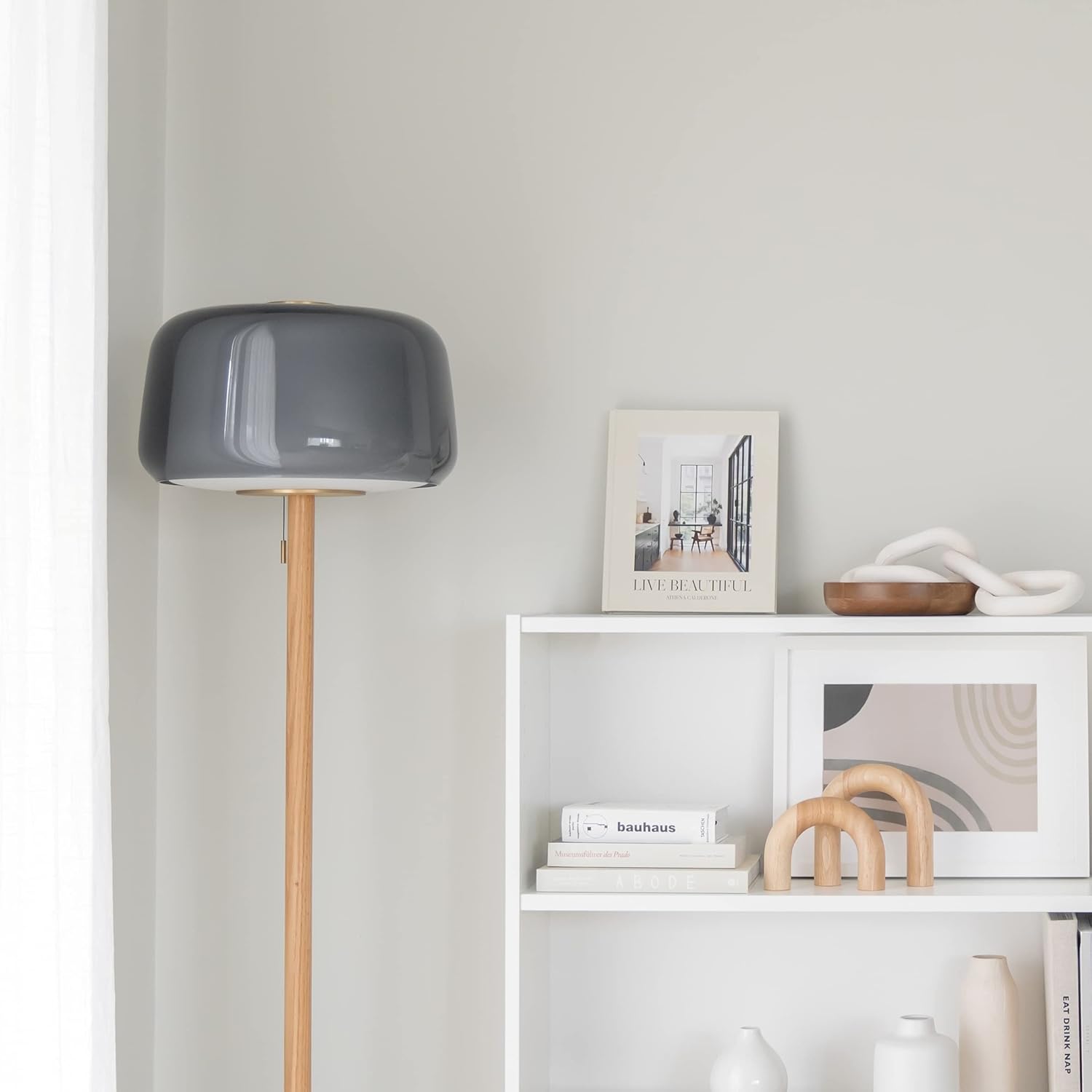 Wood Arch Decorative Objects - Modern Bookshelf Decor, Coffee Table Sculpture, Floating Shelf Decor Accents, Japandi Home Decorations for Side, Console and Entryway Table