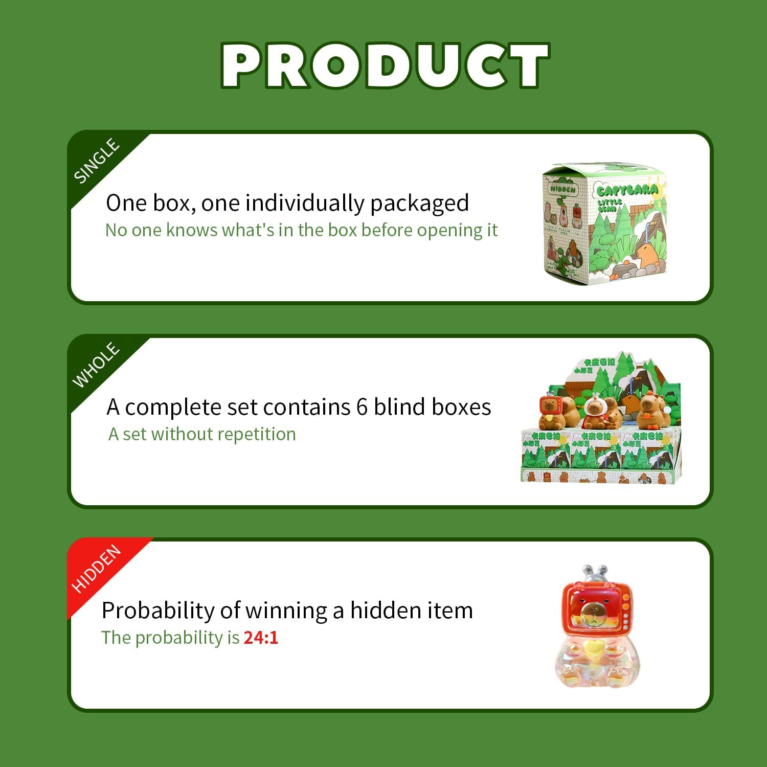 Capybara Blind Box Figures, Random Design Action Figures Collectible Toys for Birthday Gift, Home Decorations, Single Box