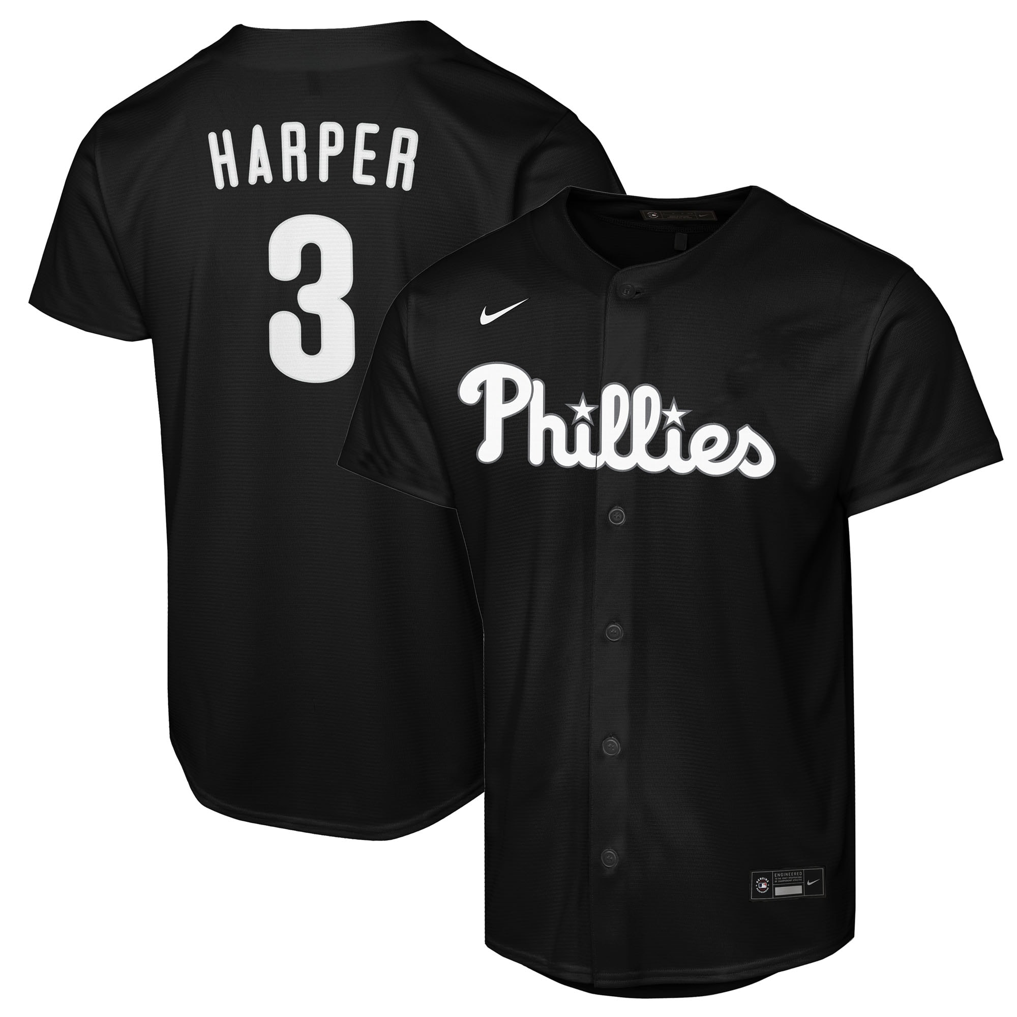 Youth Philadelphia Phillies Bryce Harper Nike Black Replica Fashion Jersey