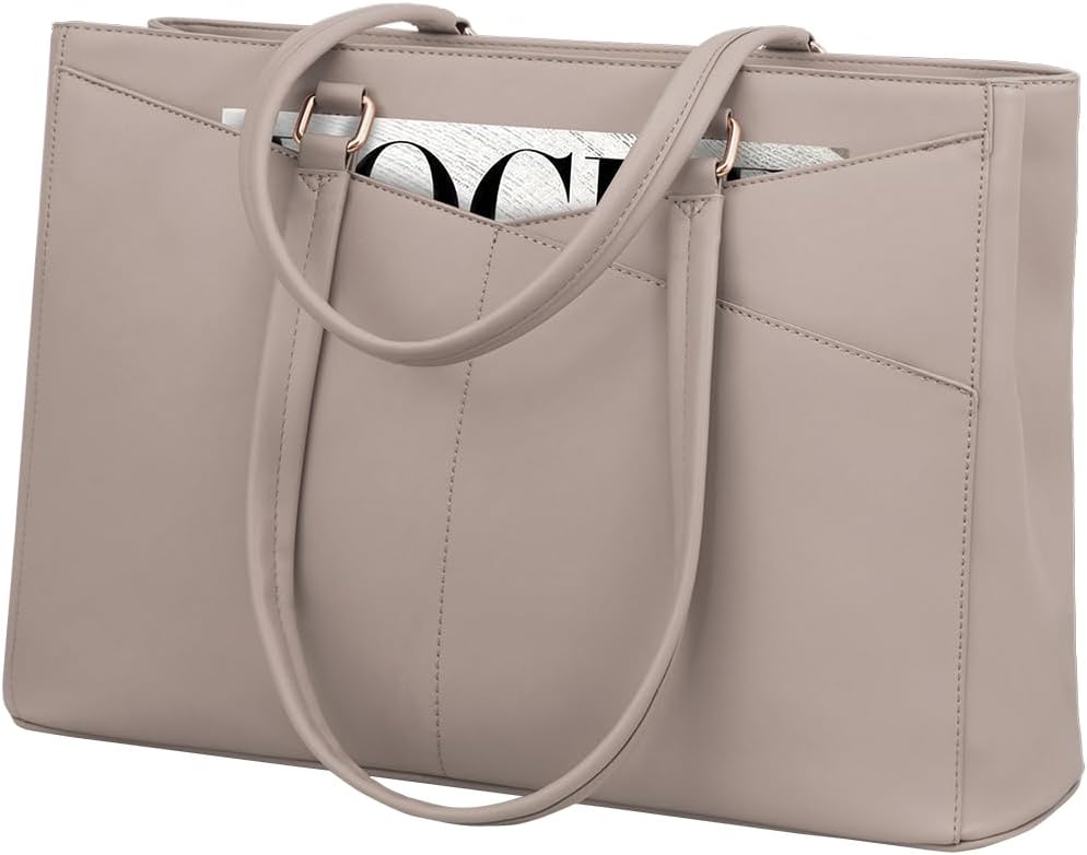 LOVEVOOK Laptop Tote Bag for Women 15.6 Inch Waterproof Leather Computer Bags Business Office Work Briefcase Black