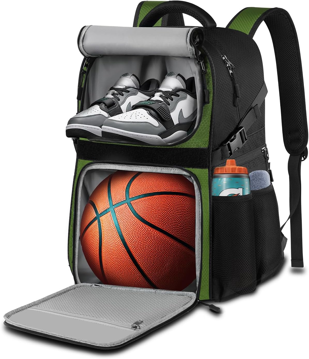 Basketball Bag Backpack with Ball Holder Shoes Compartment, Large Basketball Accessories Sports Bag